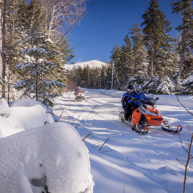 snowmobiling in the white mountains