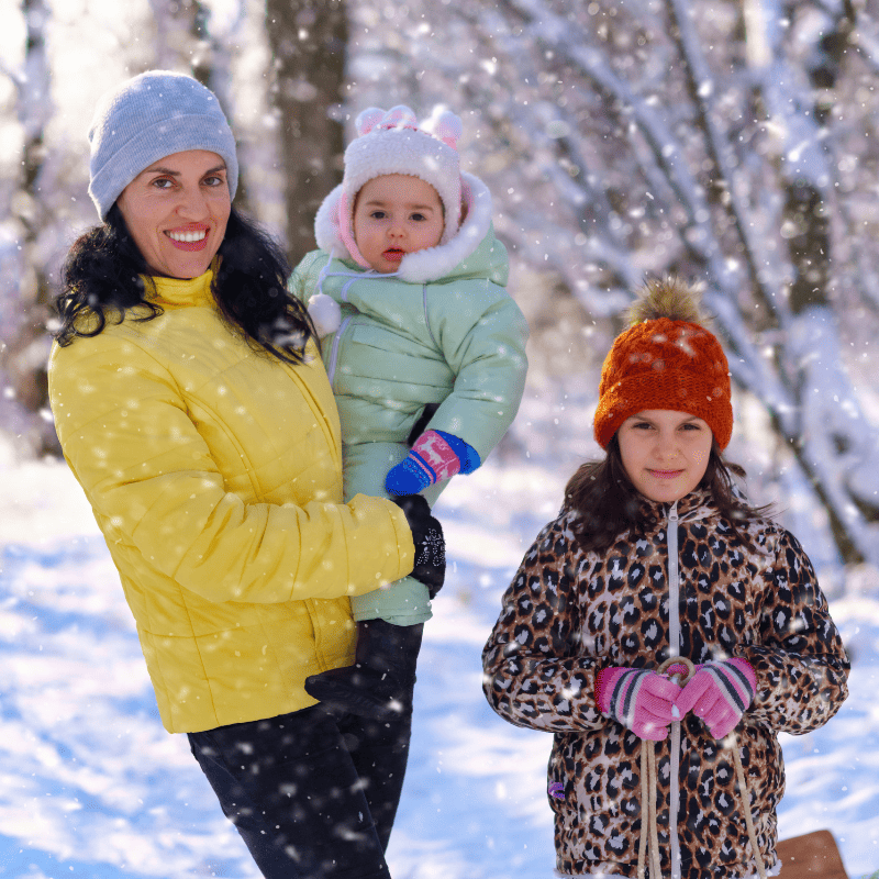 family in winter in north conway